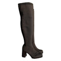 Schwarze Stiefel mit Absatz, elastisch, ohne Reißverschluss