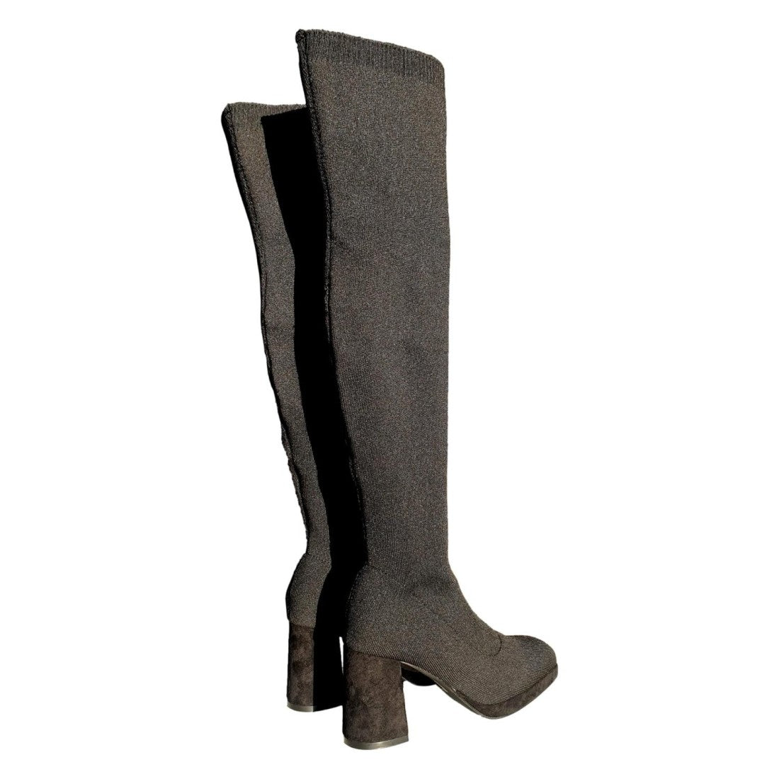 Schwarze Stiefel mit Absatz, elastisch, ohne Reißverschluss