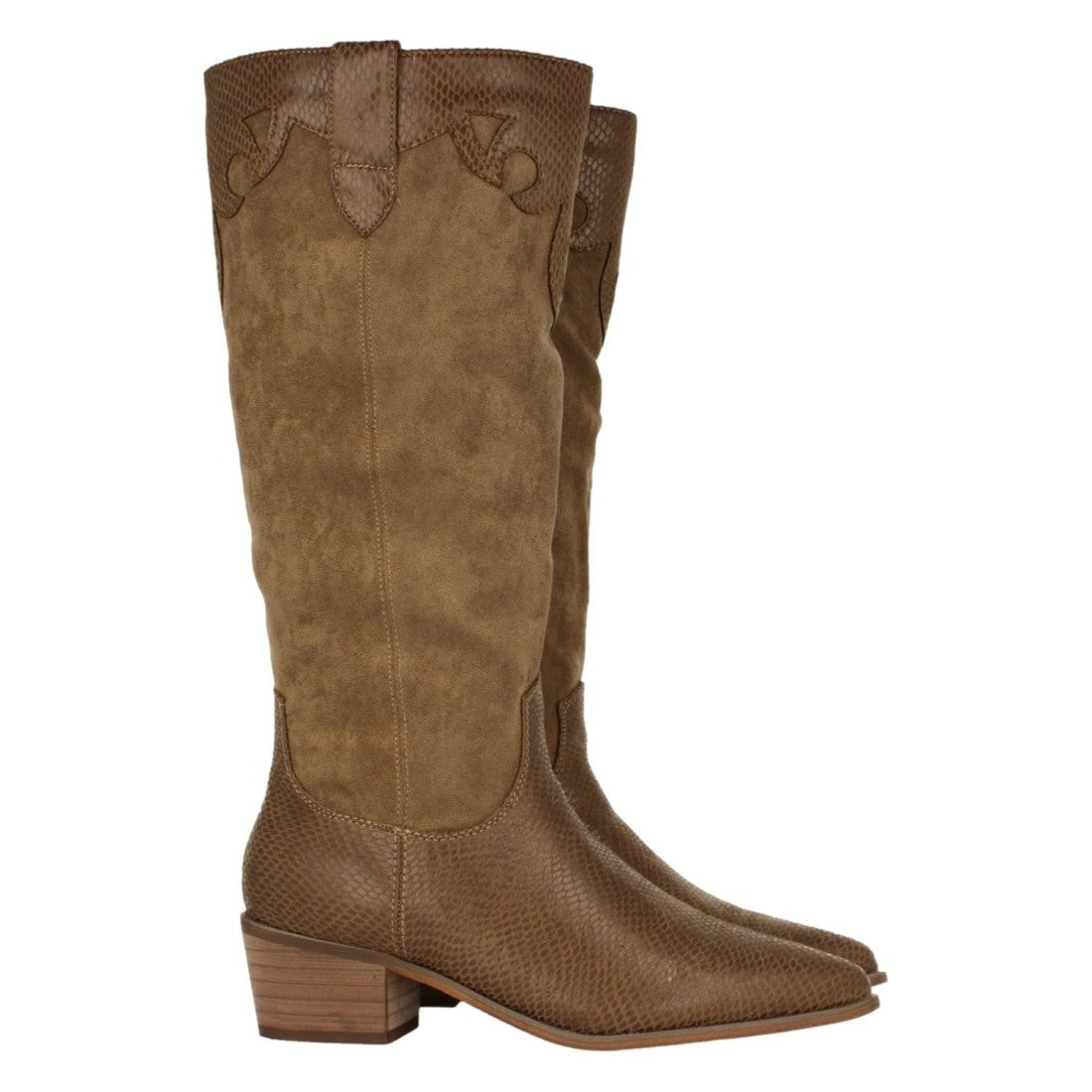 Grüne Stiefel mit Schlangenmuster-Absatz