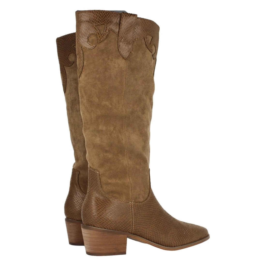 Grüne Stiefel mit Schlangenmuster-Absatz