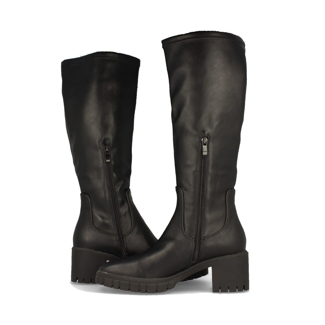 Schwarze Stiefel, Absatz, Reißverschluss am Schaft