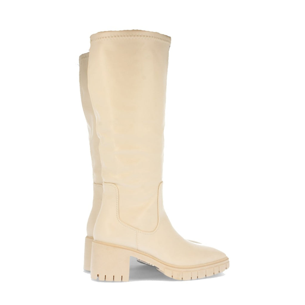 Beige Stiefel Absatz Reißverschluss am Schaft