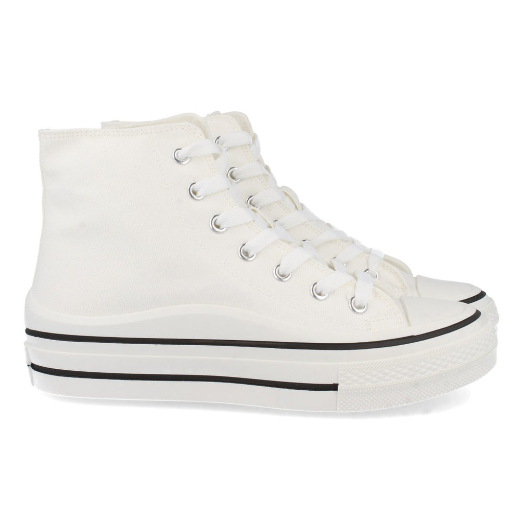 Zapatilla Abotinada Blanca con Cordones