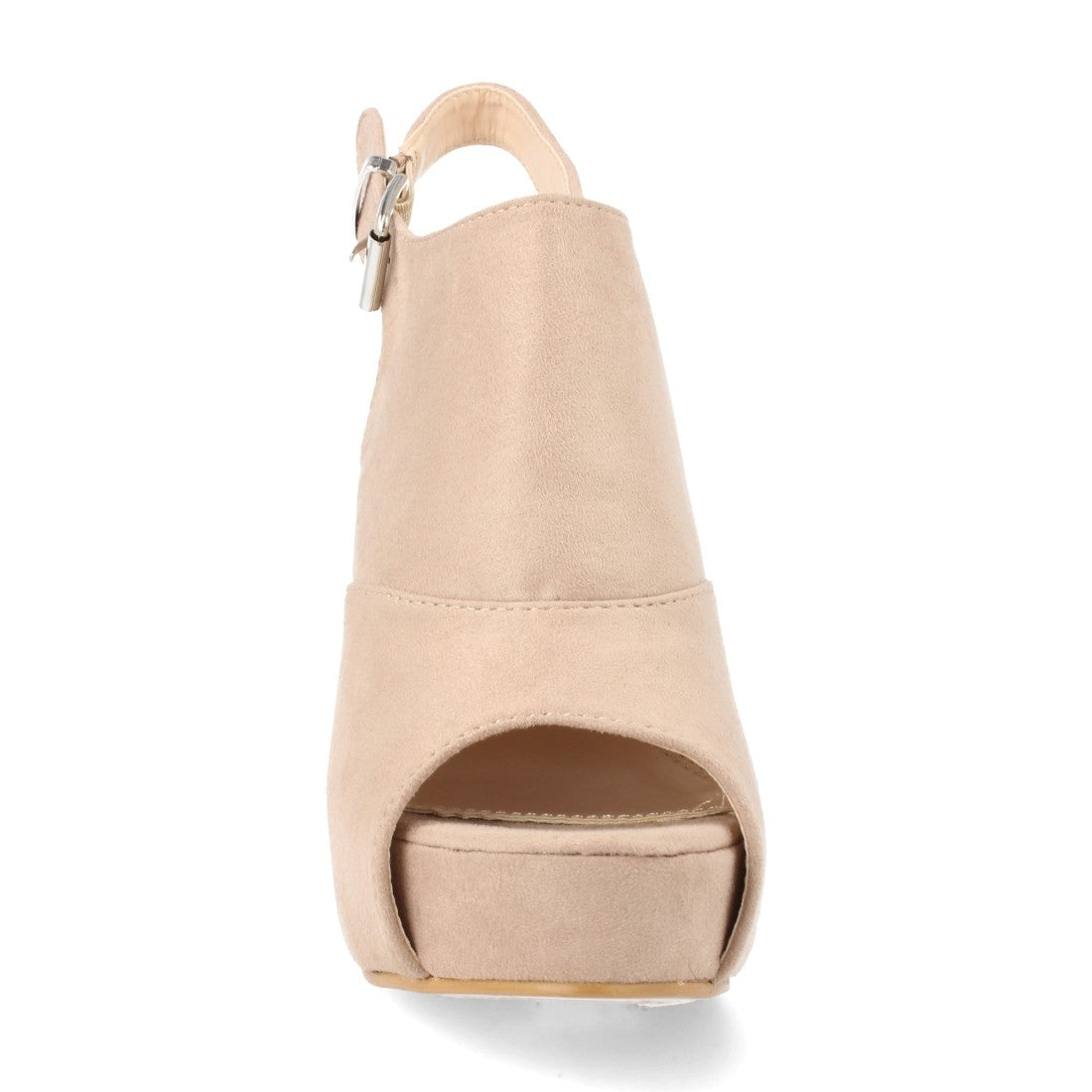 Sandalias Beige Mujer Plataforma Tacón Peep Toe Elegantes