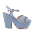 Sandalias Azules Mujer Tacón Plataforma Palas Cruzadas