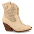 Botines Tacón Alto Beige con Calados, Punta Fina y Cremallera