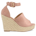 Sandalias Rosas Mujer Cuña Espadrille Peep Toe Plataforma