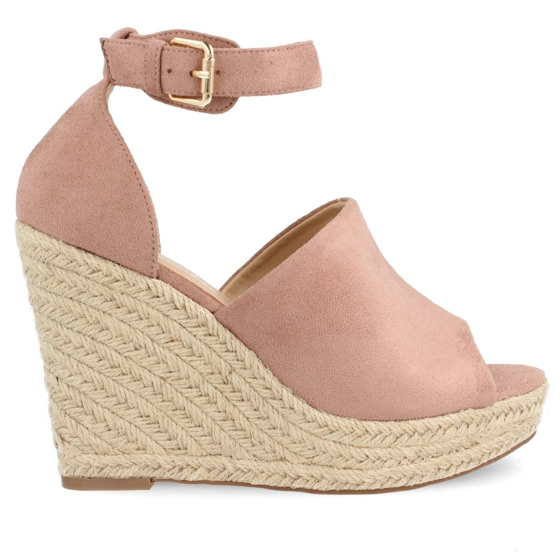 Sandalias Rosas Mujer Cuña Espadrille Peep Toe Plataforma
