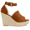 Sandalias Camel Mujer Cuña Espadrille Peep Toe Plataforma