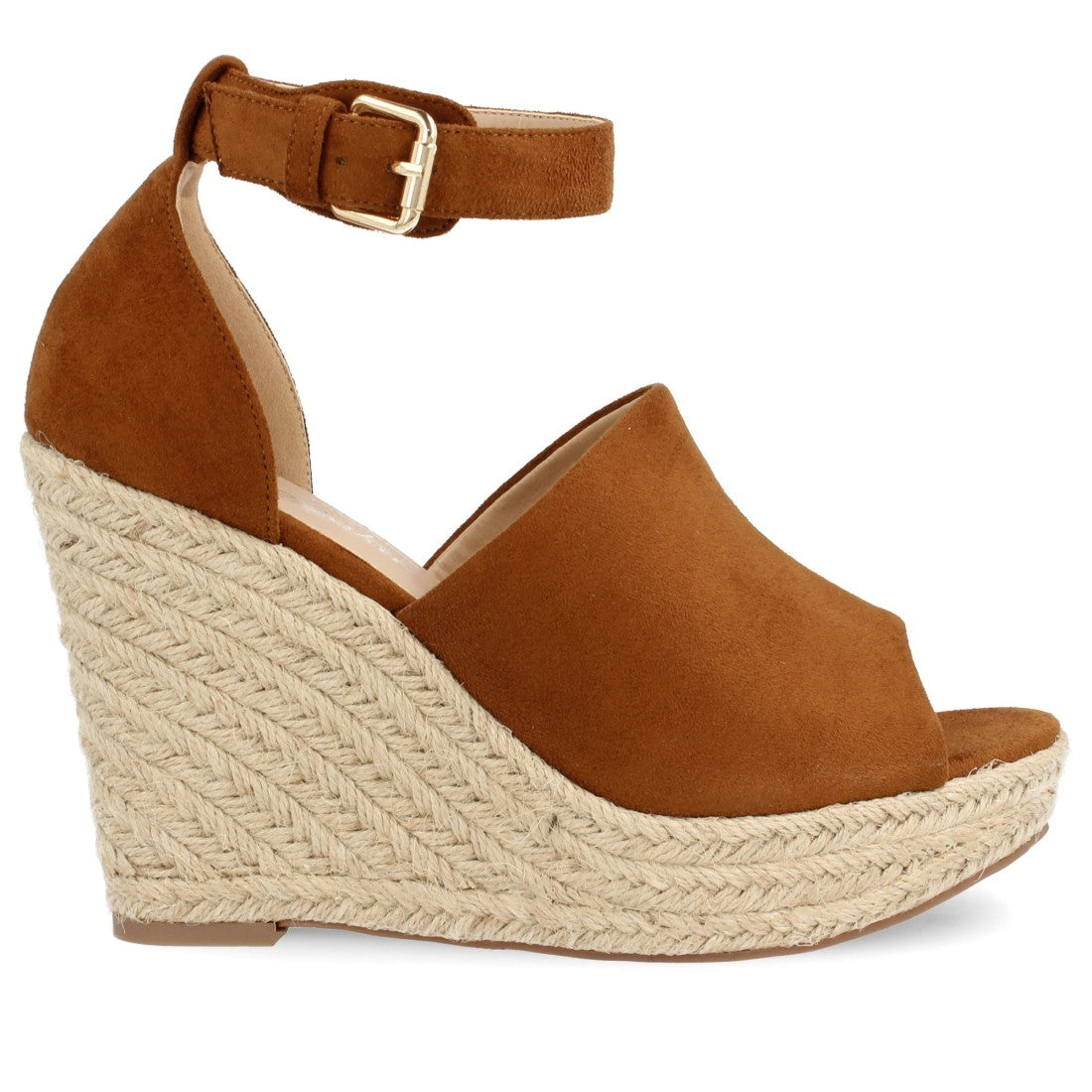 Sandalias Camel Mujer Cuña Espadrille Peep Toe Plataforma