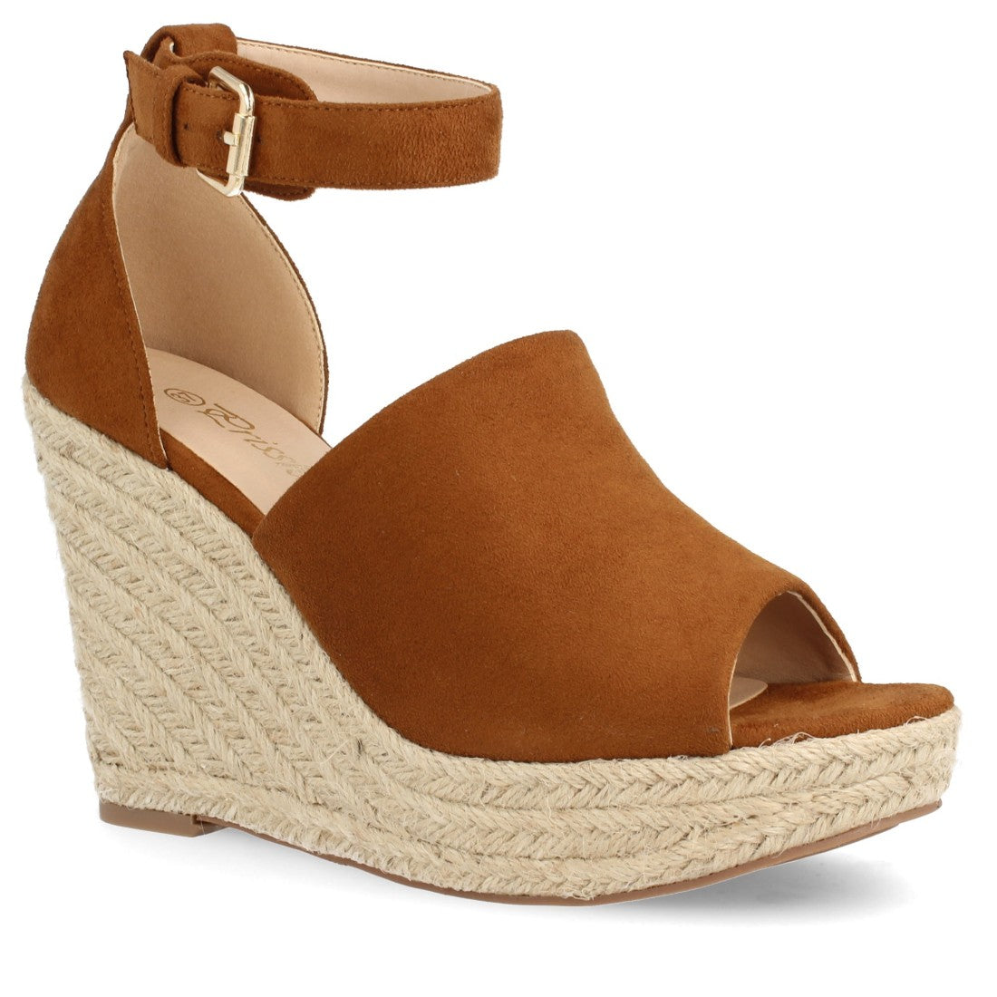 Sandalias Camel Mujer Cuña Espadrille Peep Toe Plataforma
