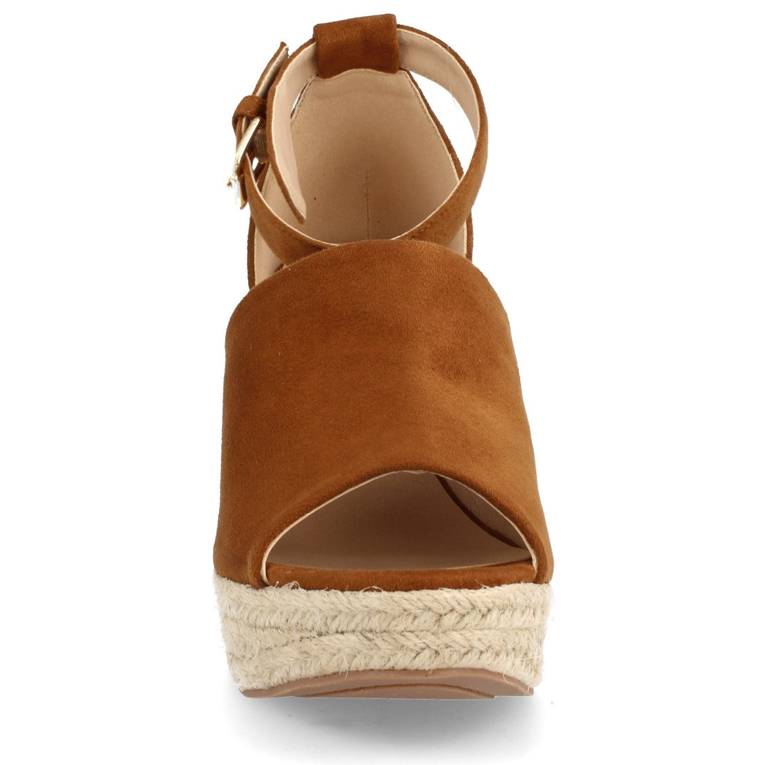 Sandalias Camel Mujer Cuña Espadrille Peep Toe Plataforma