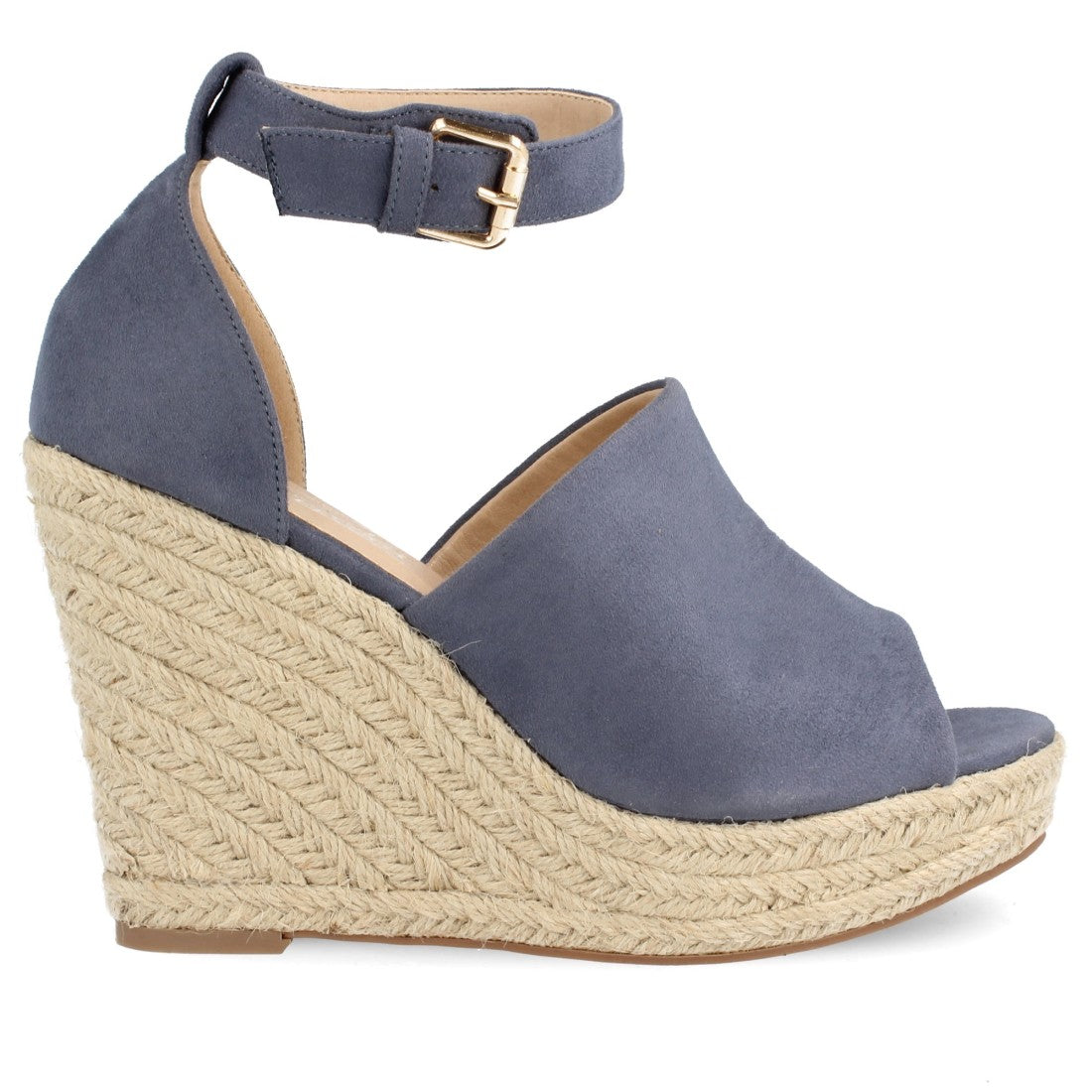 Sandalias Azules Mujer Cuña Espadrille Peep Toe Plataforma