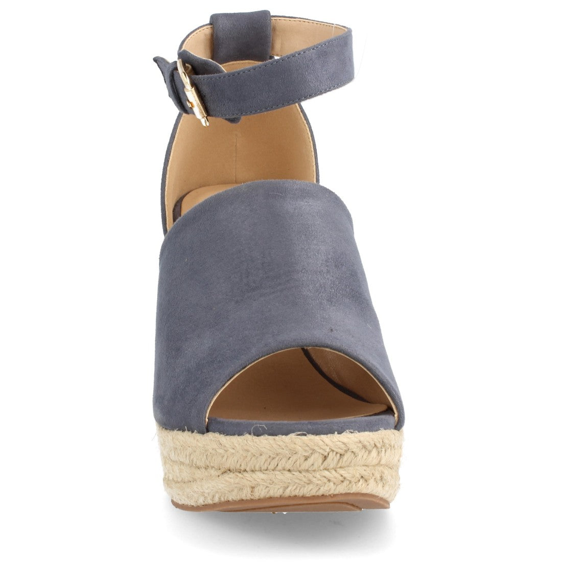 Sandalias Azules Mujer Cuña Espadrille Peep Toe Plataforma