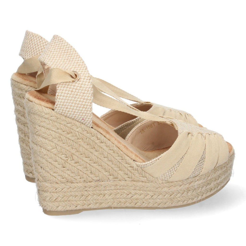 Sandalias Planas Beige Elegantes Mujer