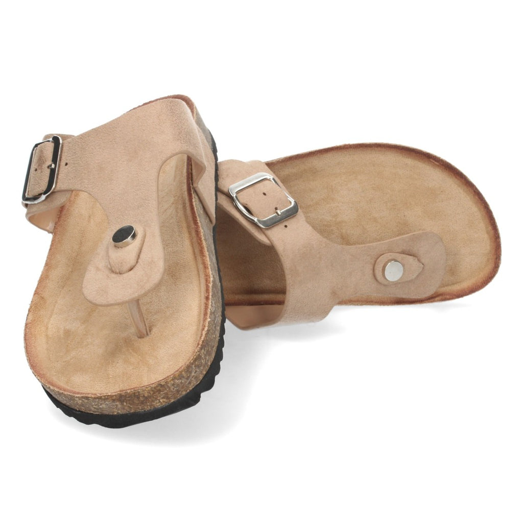 Sandalias Beige Planas Versátiles Mujer