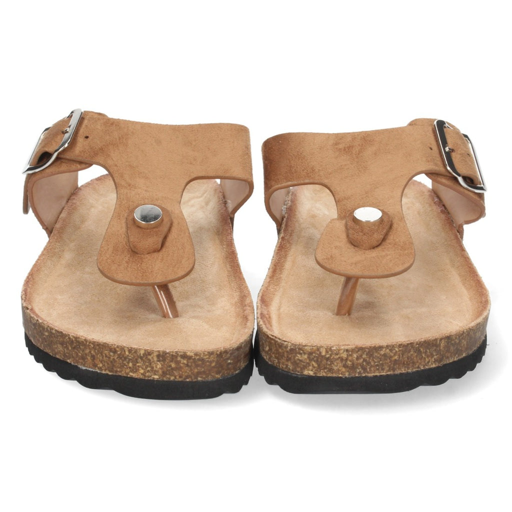 Sandalias Camel Planas Cómodas Mujer