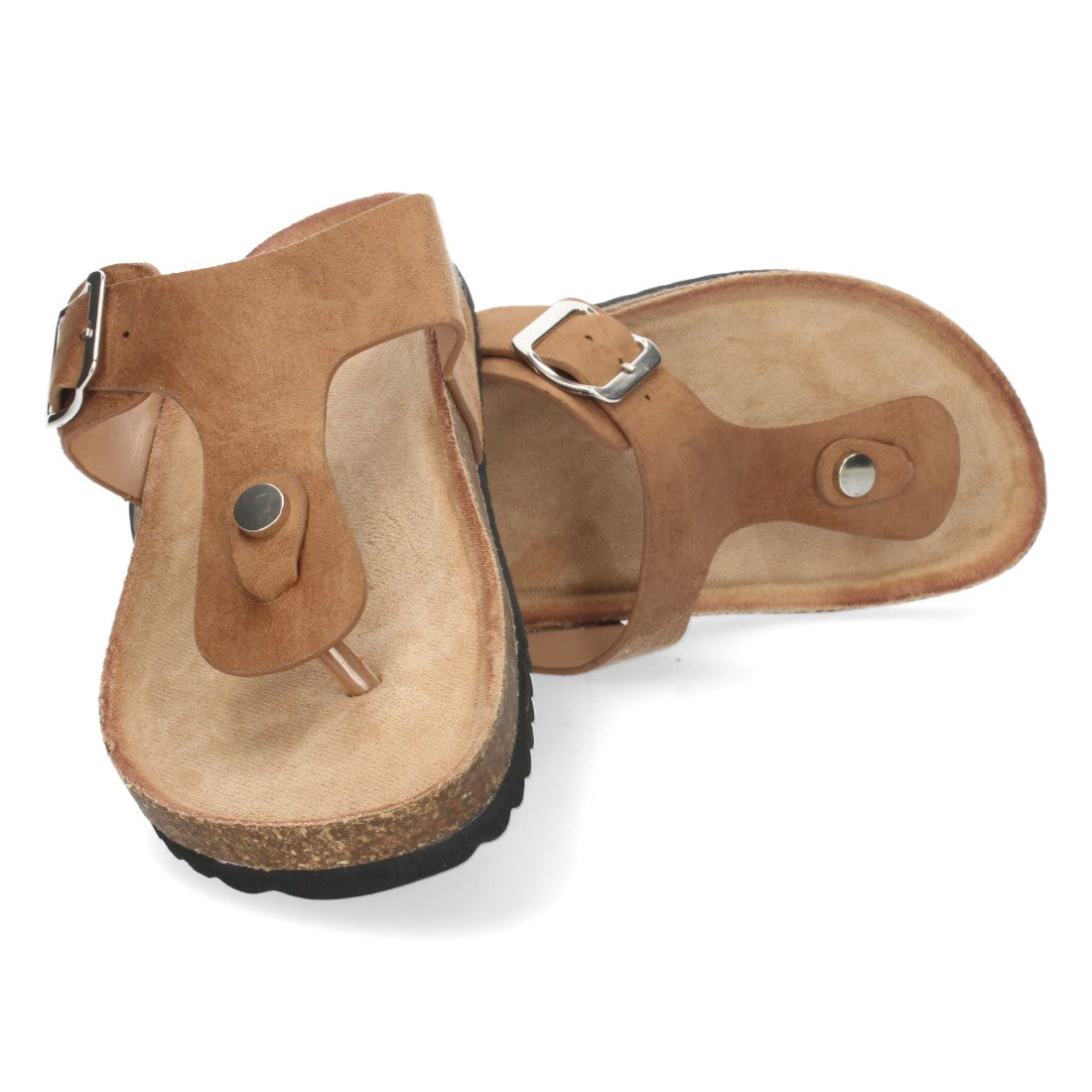 Sandalias Camel Planas Cómodas Mujer