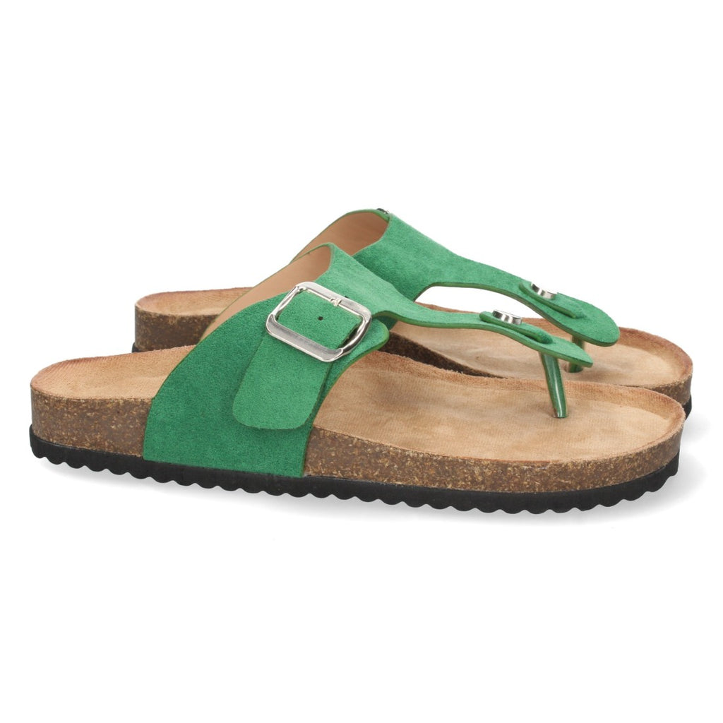 Sandalias Verdes Planas Naturales Ligeras Mujer