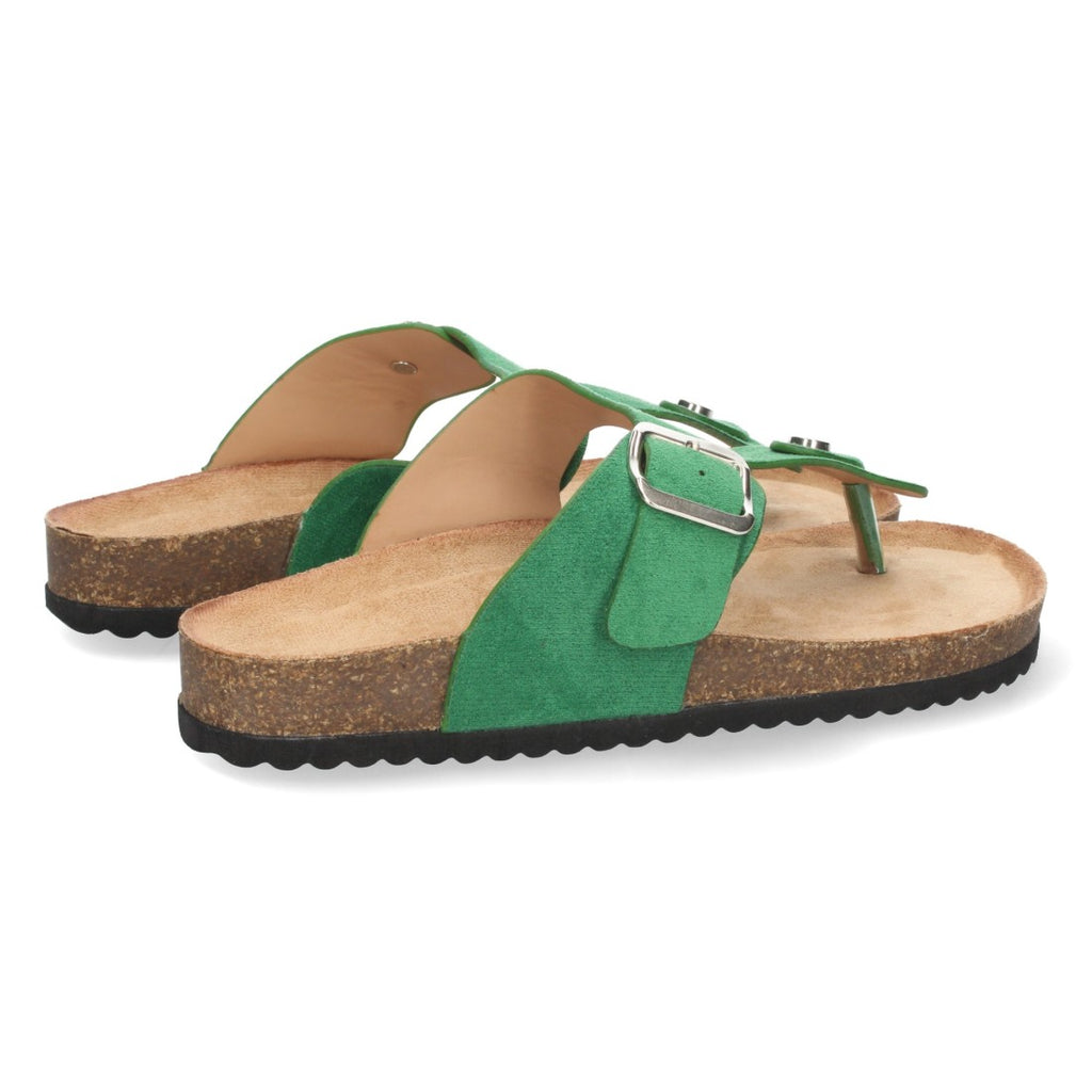 Sandalias Verdes Planas Naturales Ligeras Mujer