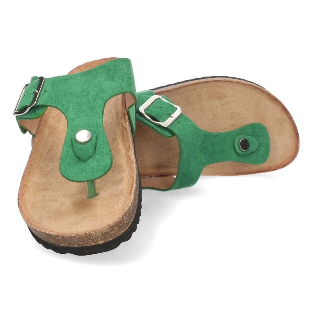Sandalias Verdes Planas Naturales Ligeras Mujer