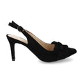 Pumps Negros Mujer Punta Fina Tacón Aguja Slingback Pulsera Elegantes