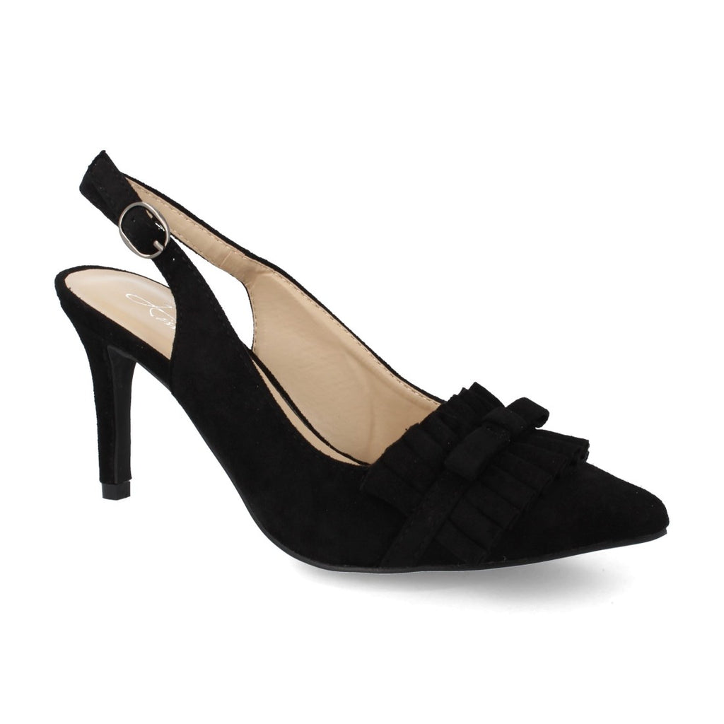 Pumps Negros Mujer Punta Fina Tacón Aguja Slingback Pulsera Elegantes