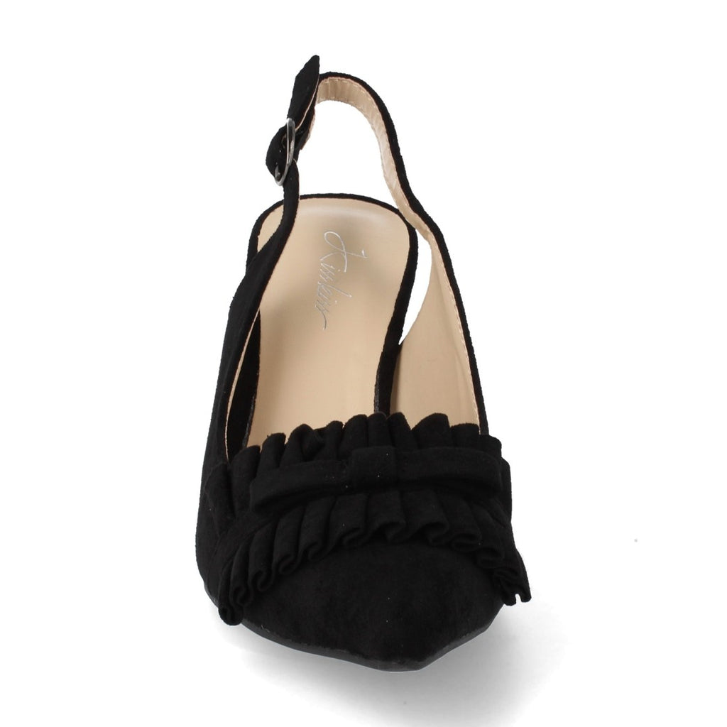 Pumps Negros Mujer Punta Fina Tacón Aguja Slingback Pulsera Elegantes