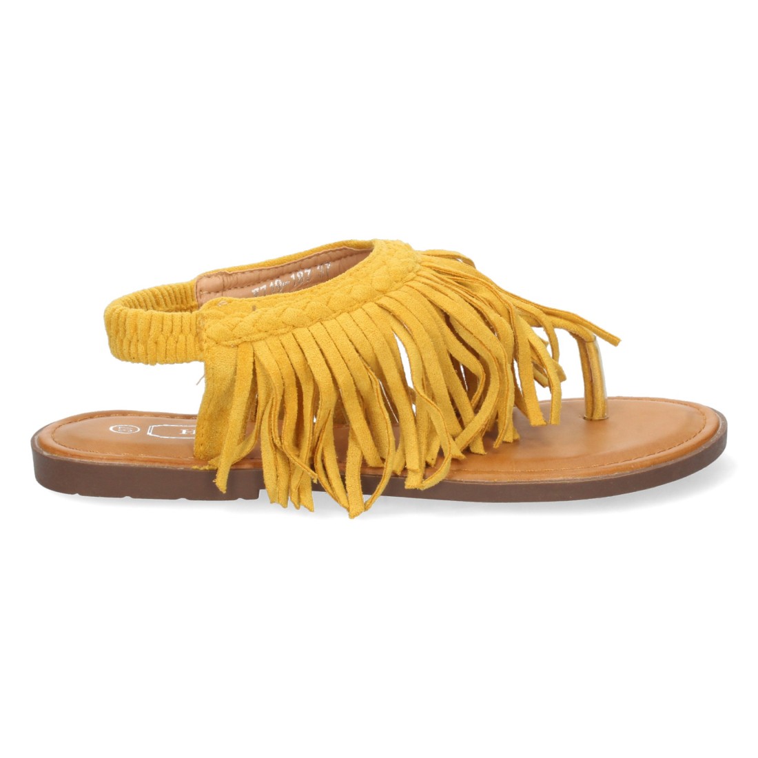 Sandalias Amarillas Mujer Planas Esclava Flecos