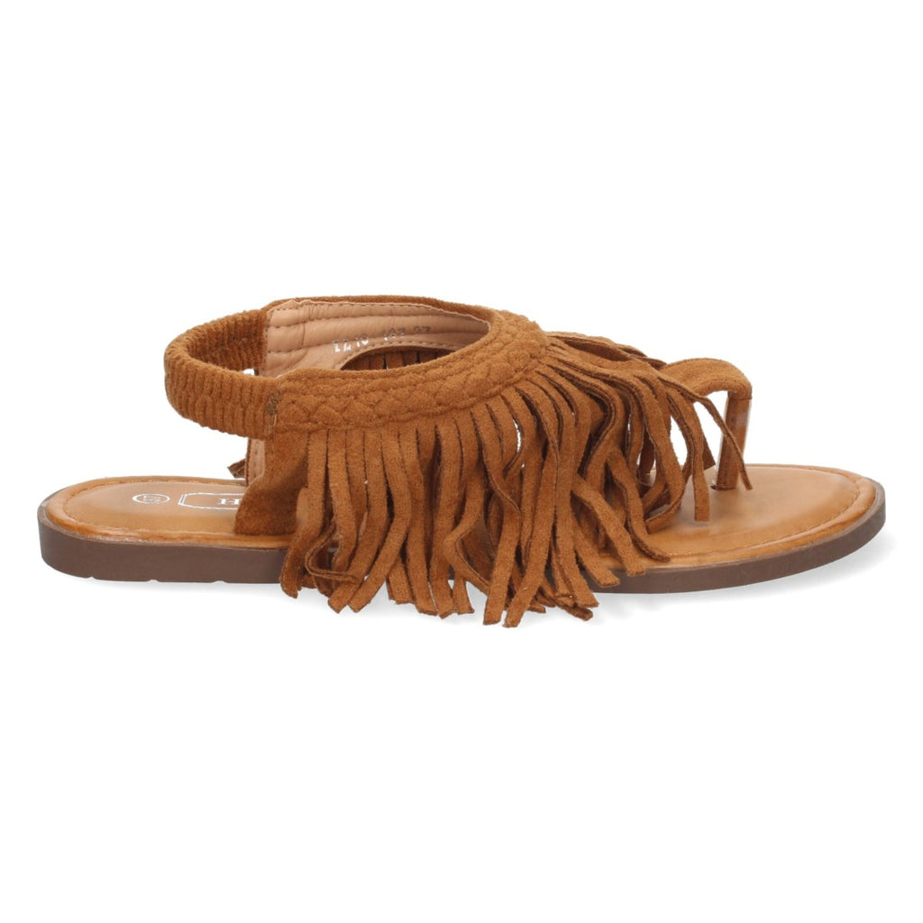 Sandalias Camel Mujer Planas Esclava Flecos