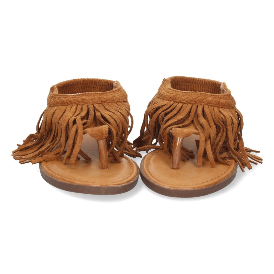 Sandalias Camel Mujer Planas Esclava Flecos