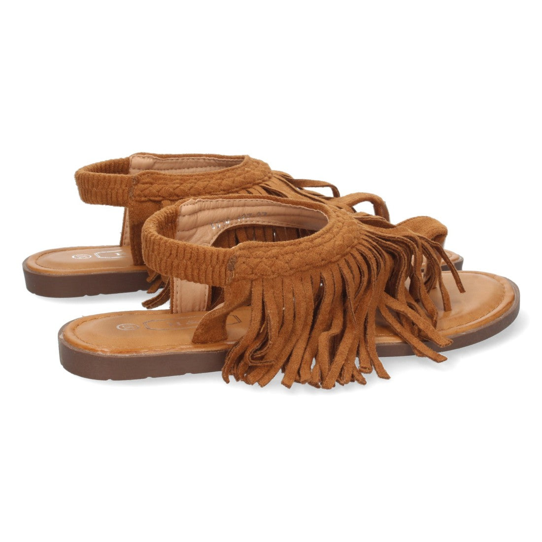 Sandalias Camel Mujer Planas Esclava Flecos
