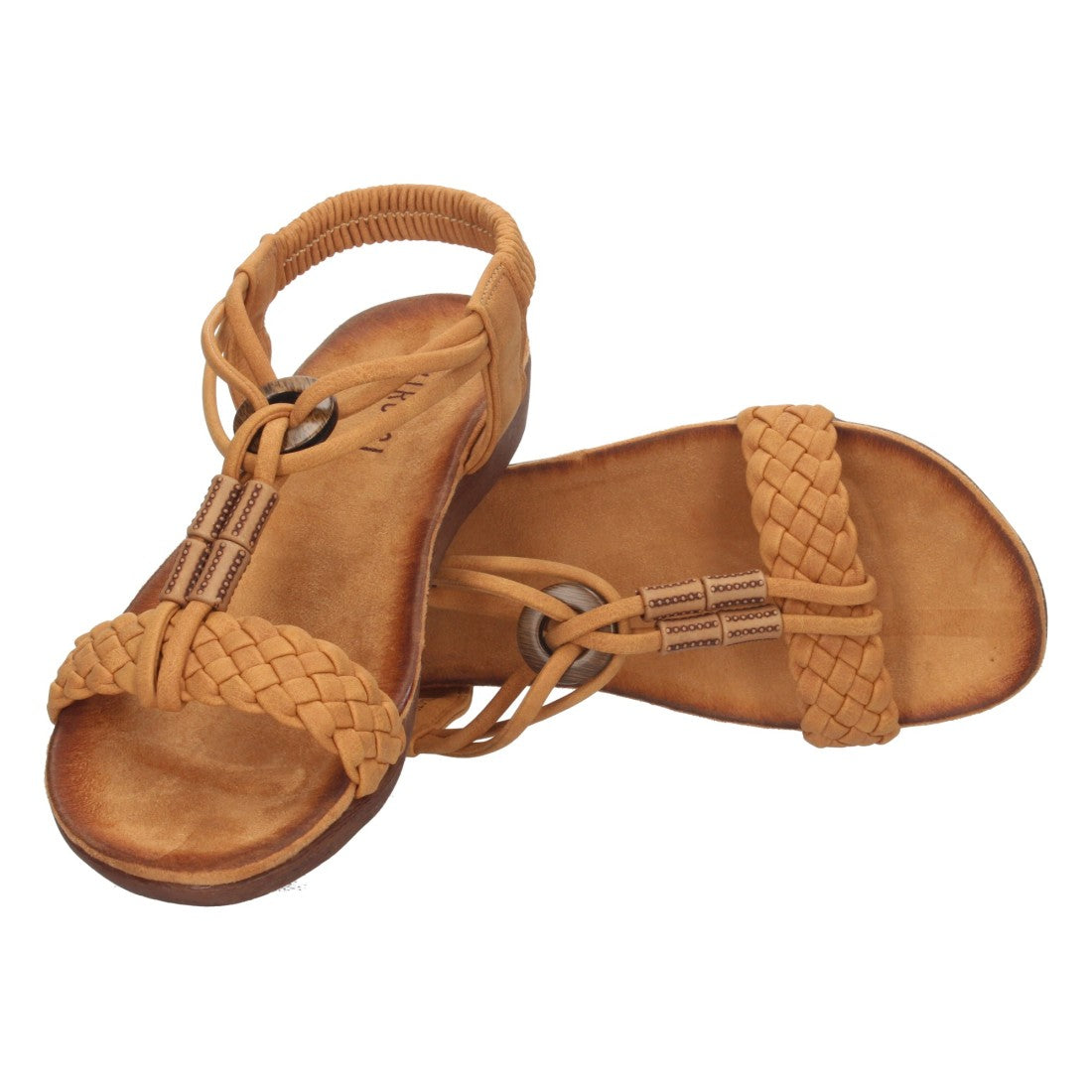 Sandalias Cuero Mujer Planas Pala Trenzada T Cómodas