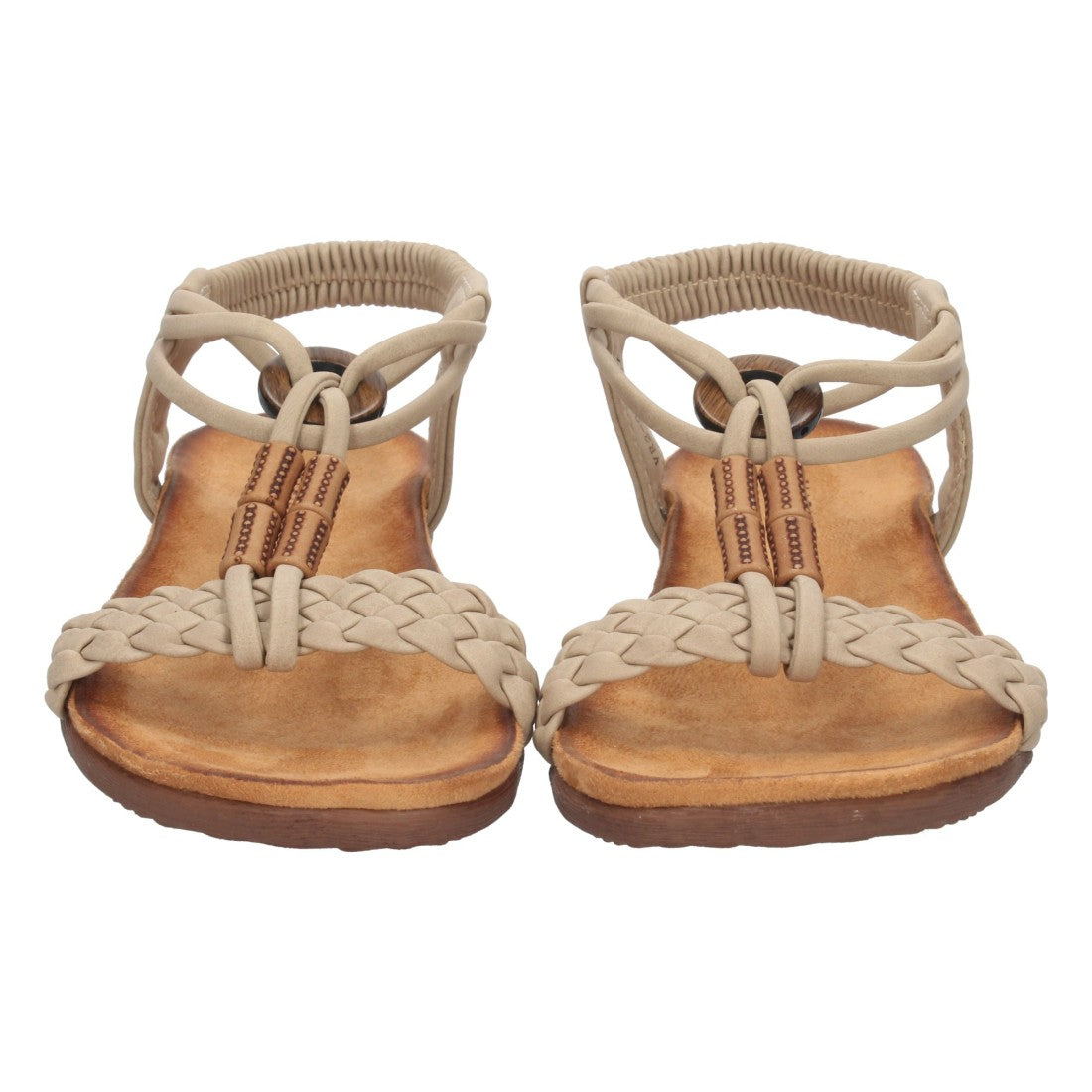 Sandalias Beige Mujer Planas Pala Trenzada T Cómodas