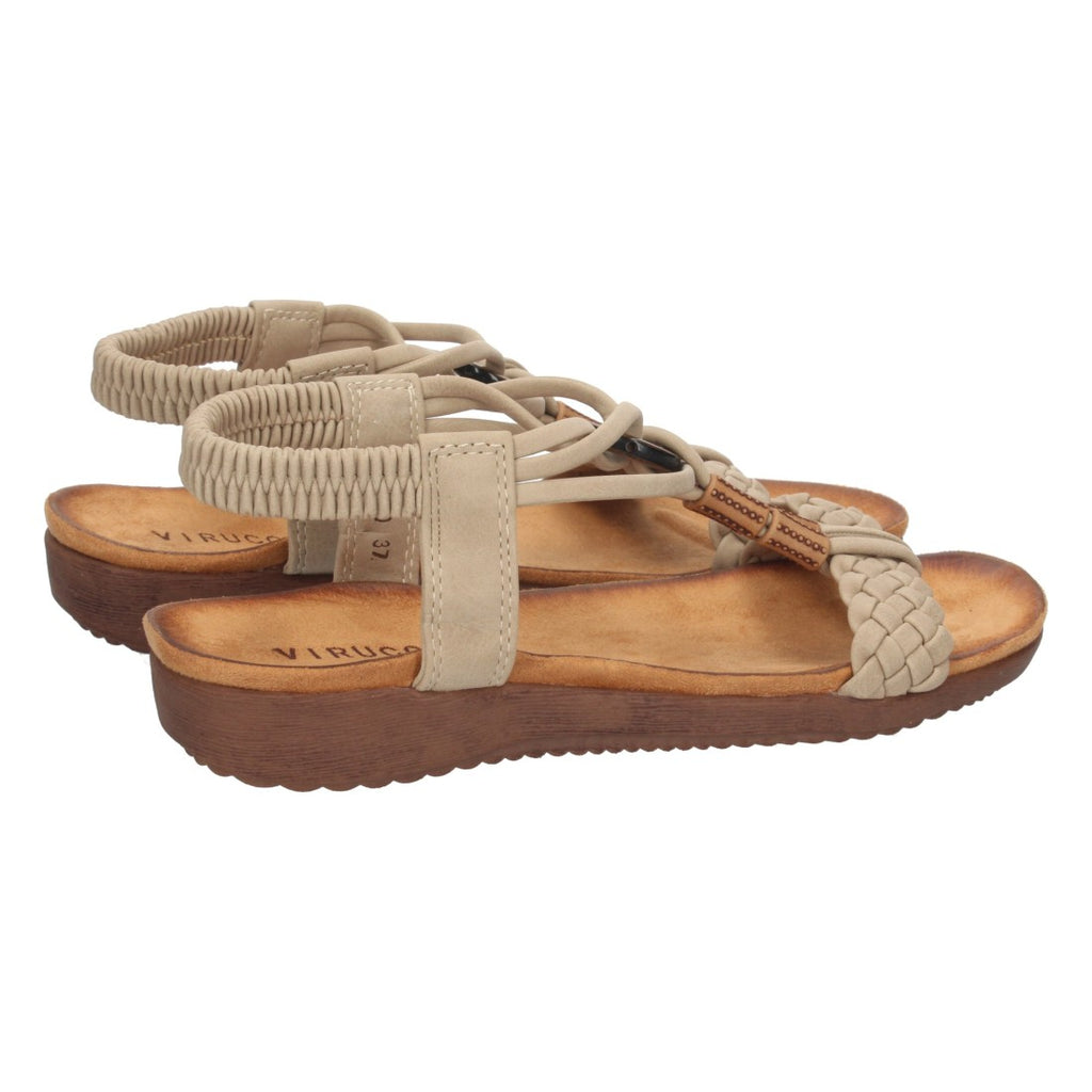 Sandalias Beige Mujer Planas Pala Trenzada T Cómodas