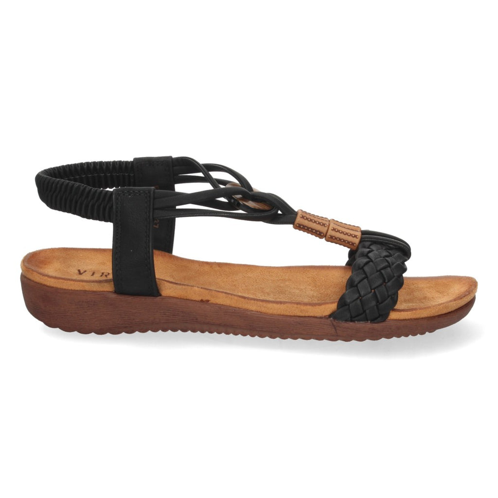 Sandalias Negras Mujer Planas Pala Trenzada T Cómodas