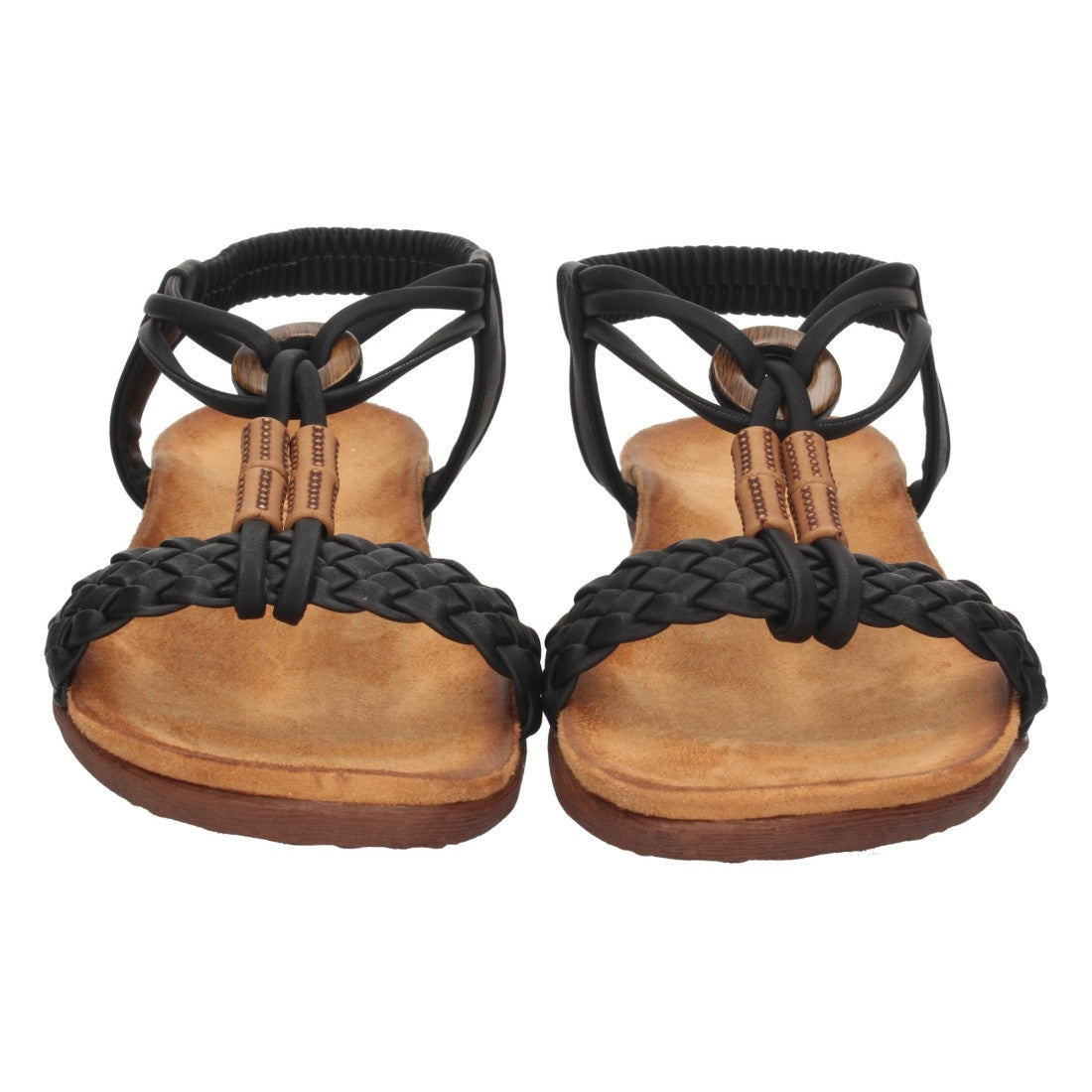 Sandalias Negras Mujer Planas Pala Trenzada T Cómodas