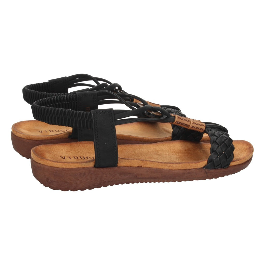 Sandalias Negras Mujer Planas Pala Trenzada T Cómodas