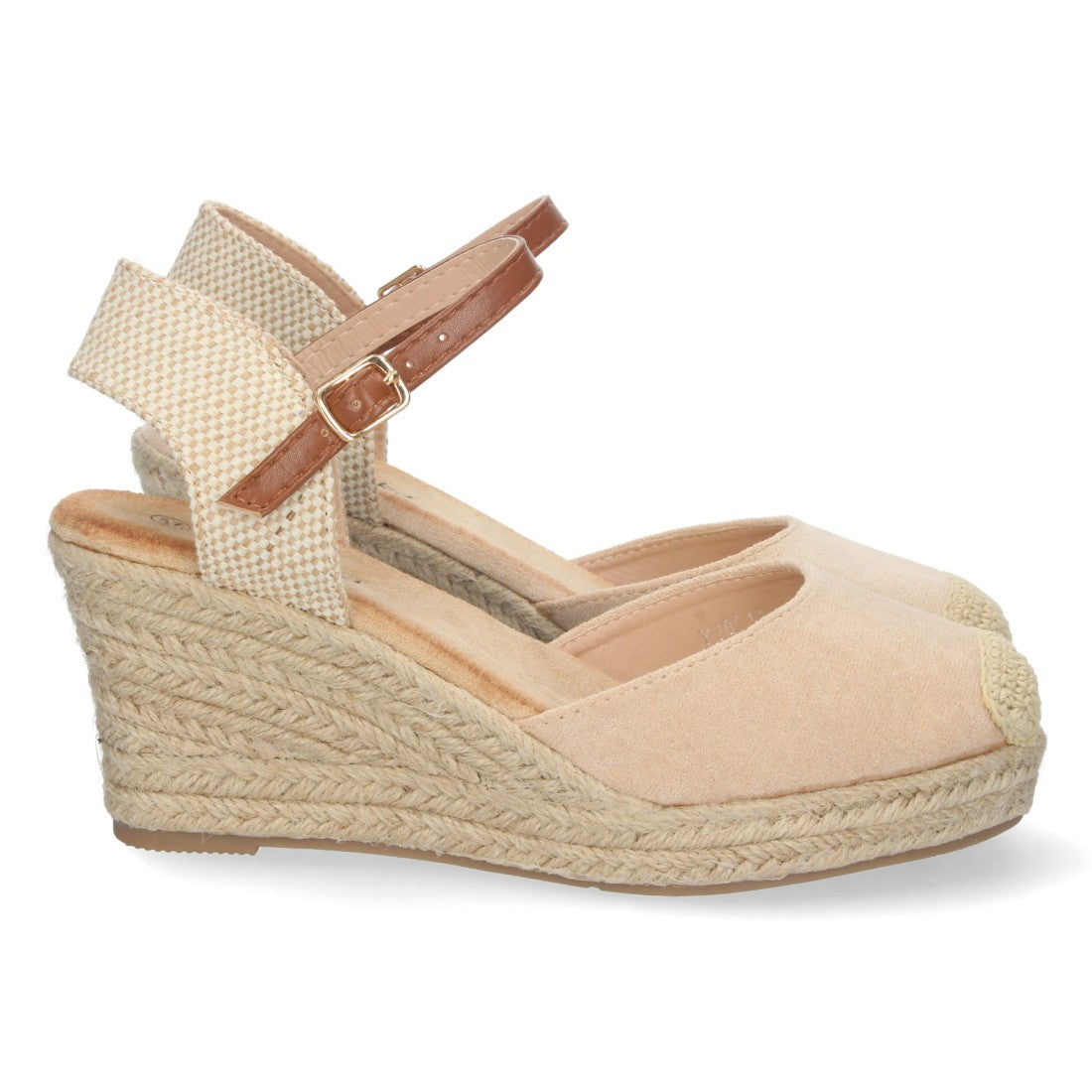 Sandalias Beige Mujer Cuña Yute Pala Cerrada Cómodas