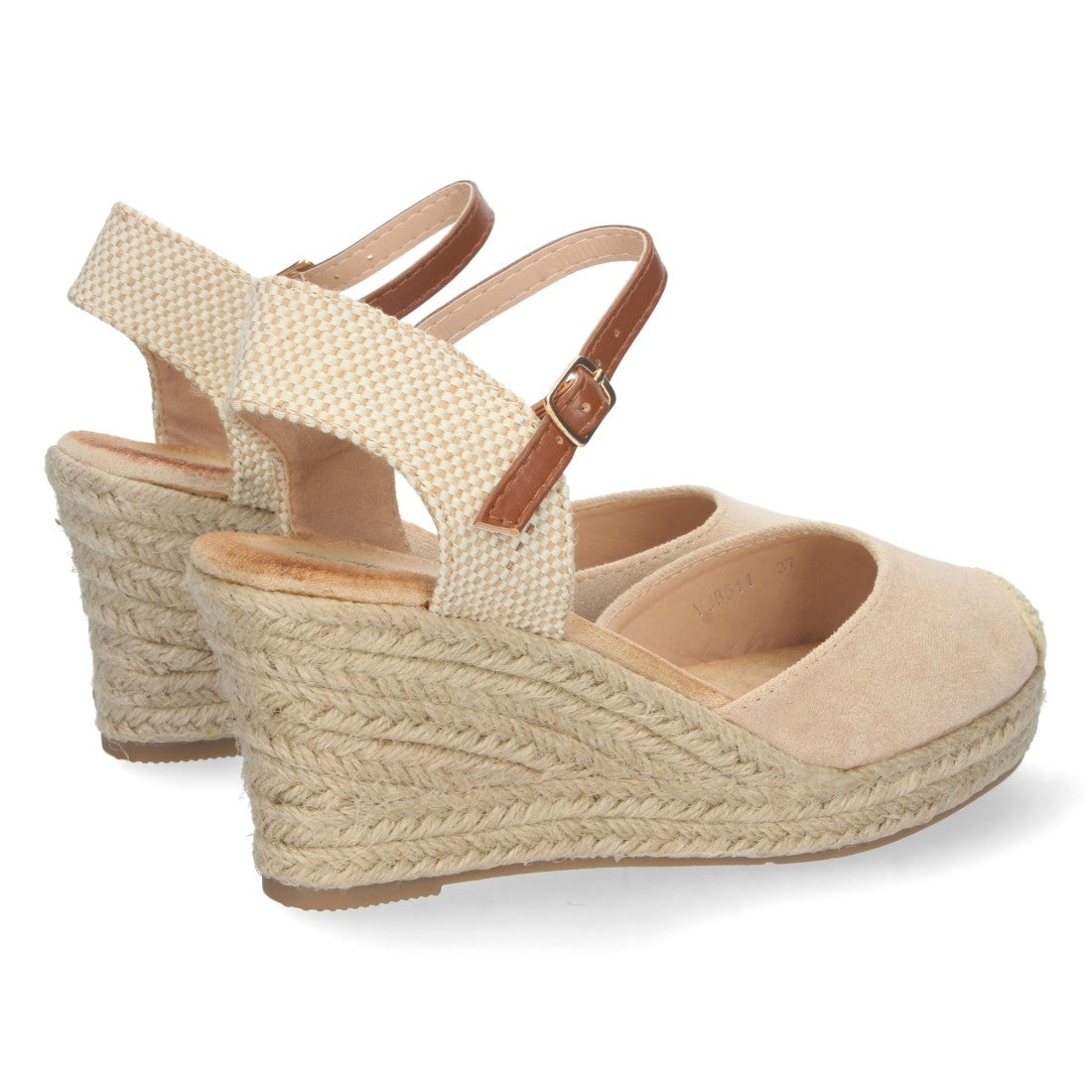 Sandalias Beige Mujer Cuña Yute Pala Cerrada Cómodas