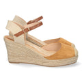 Sandalias Camel Mujer Cuña Yute Pala Cerrada Cómodas