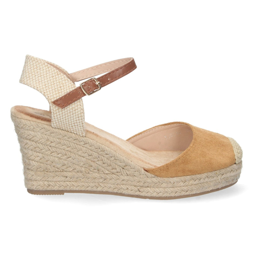 Sandalias Camel Mujer Cuña Yute Pala Cerrada Cómodas