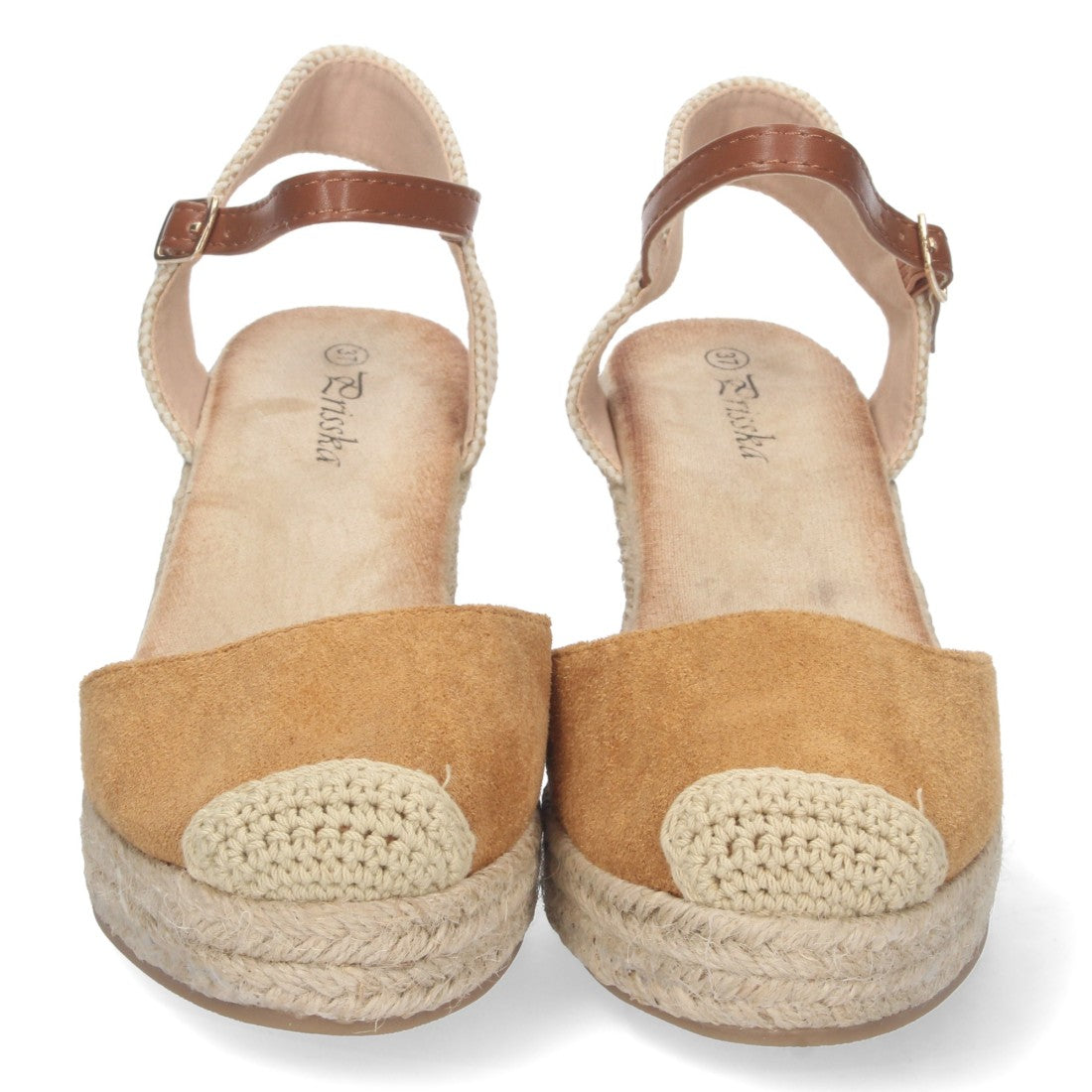 Sandalias Camel Mujer Cuña Yute Pala Cerrada Cómodas