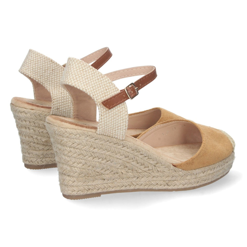 Sandalias Camel Mujer Cuña Yute Pala Cerrada Cómodas