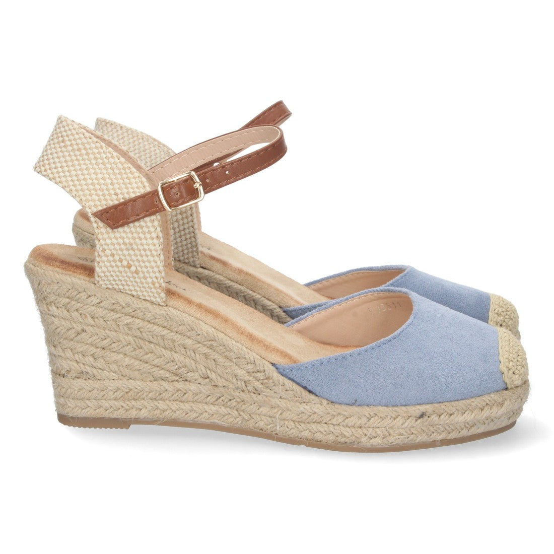 Sandalias Azules Mujer Cuña Yute Pala Cerrada Cómodas