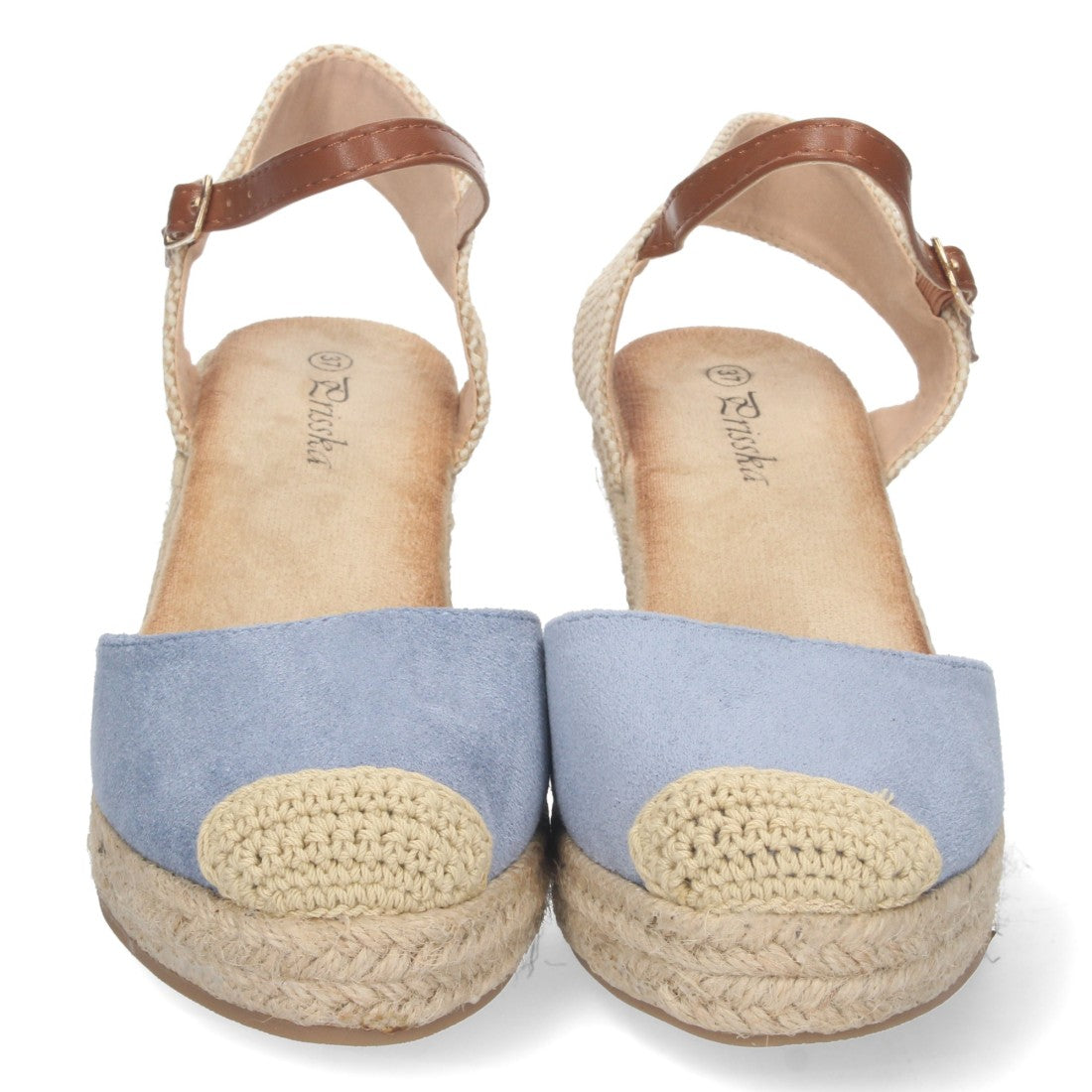 Sandalias Azules Mujer Cuña Yute Pala Cerrada Cómodas