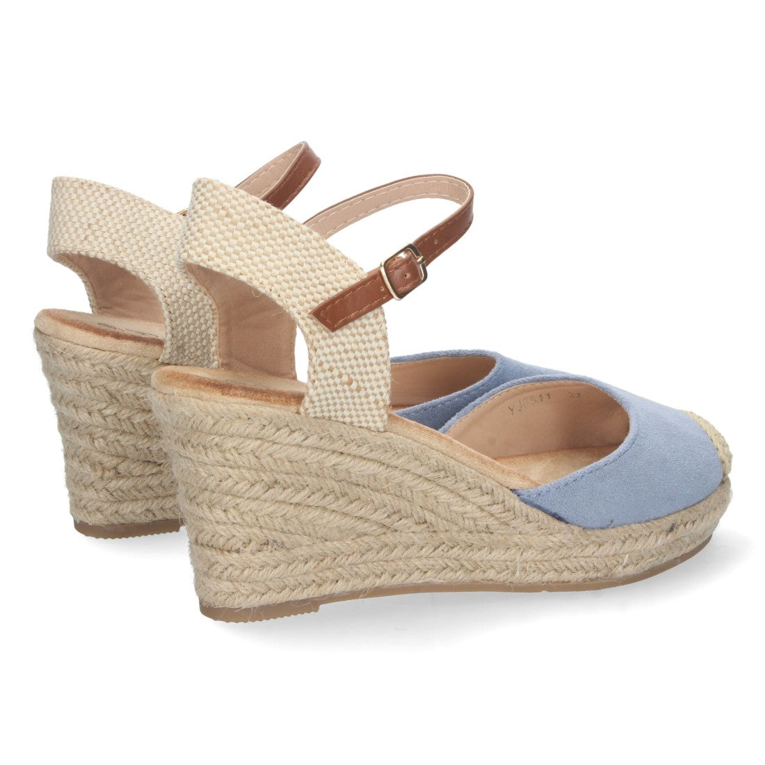 Sandalias Azules Mujer Cuña Yute Pala Cerrada Cómodas