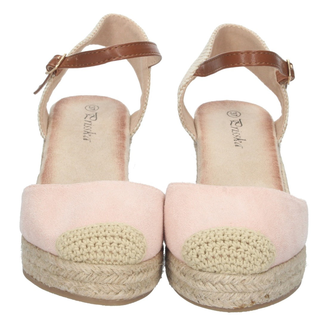 Sandalias Rosas Mujer Cuña Yute Pala Cerrada Cómodas
