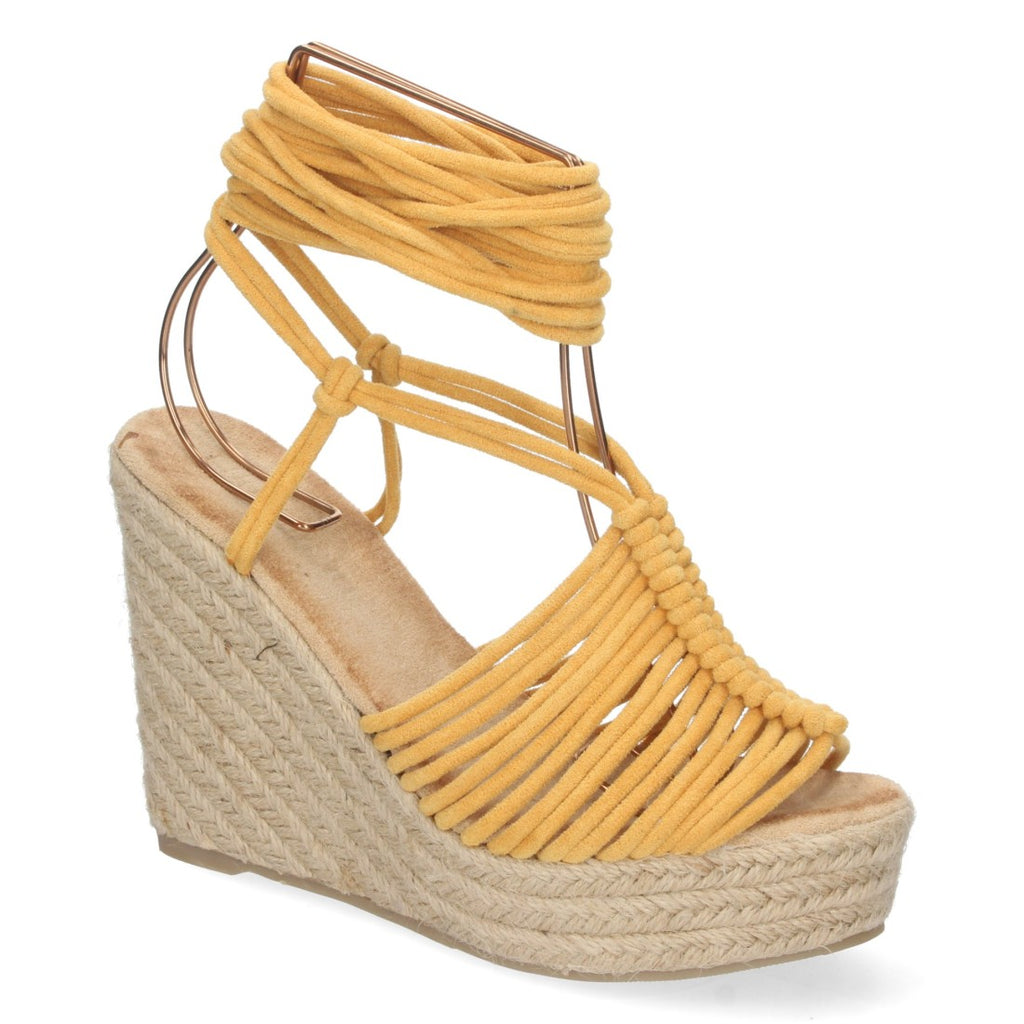 Sandalias Planas Amarillo Mujer