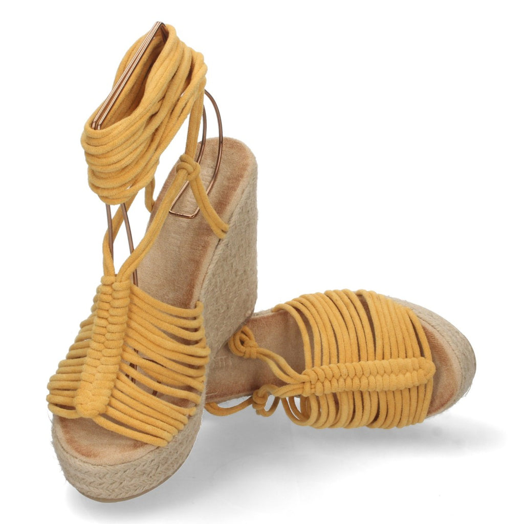 Sandalias Planas Amarillo Mujer